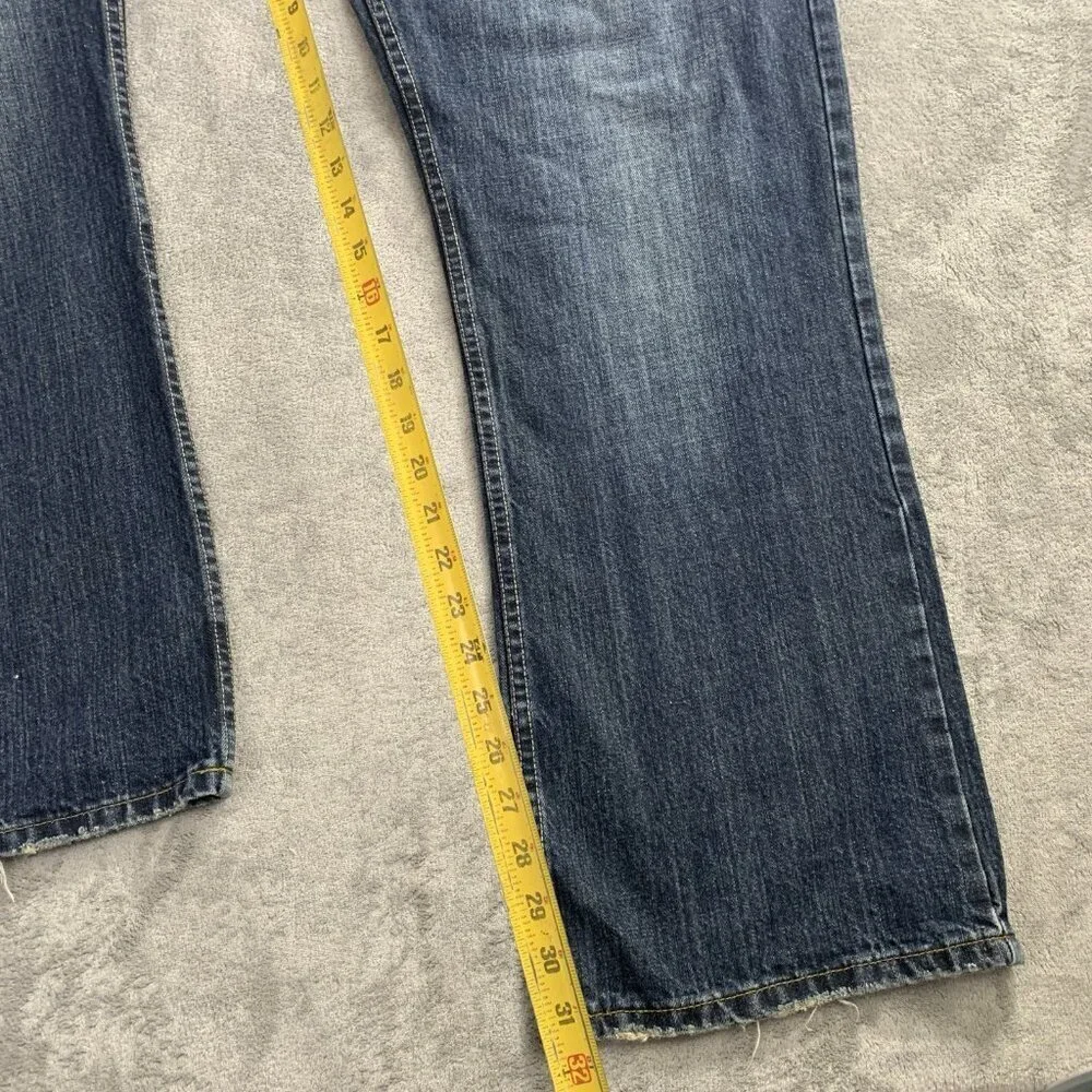 Urban Pipeline Low Rise Bootcut Jeans Mens 36x32” Blue Denim Distressed Y2K
